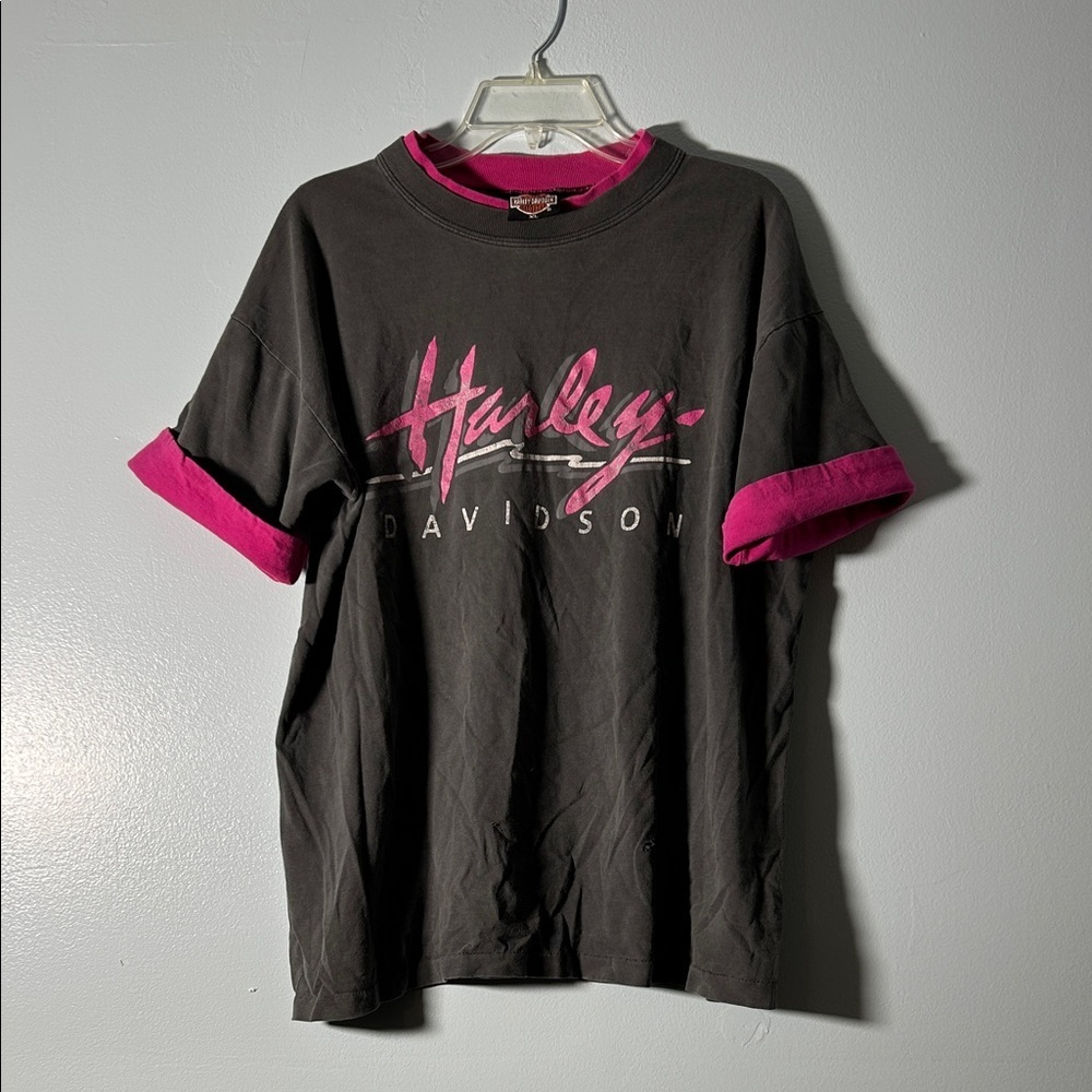 Harley-Davidson Vintage Black & Hot Pink Logo Tee